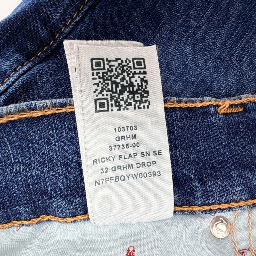 True Religion Ricky Flap Men 44 Blue NEW Straight Leg Relaxed Fit Jeans